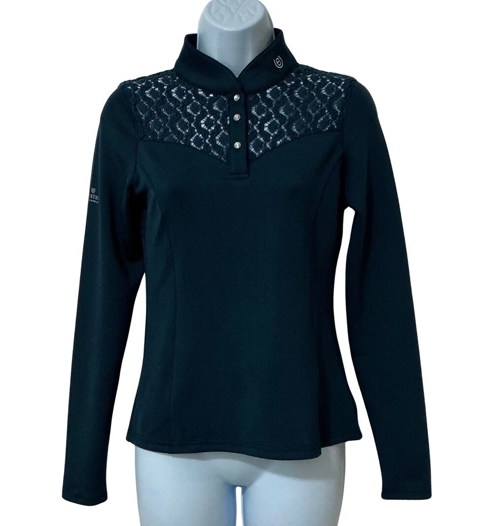 Equestrian Stockholm Champion Competition Navy Blue Crystal Long Sleeve Top S